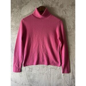 Ann Taylor Sweater Women's M‎ 100% Cashmere Turtleneck Bright Hot Pink Pullover